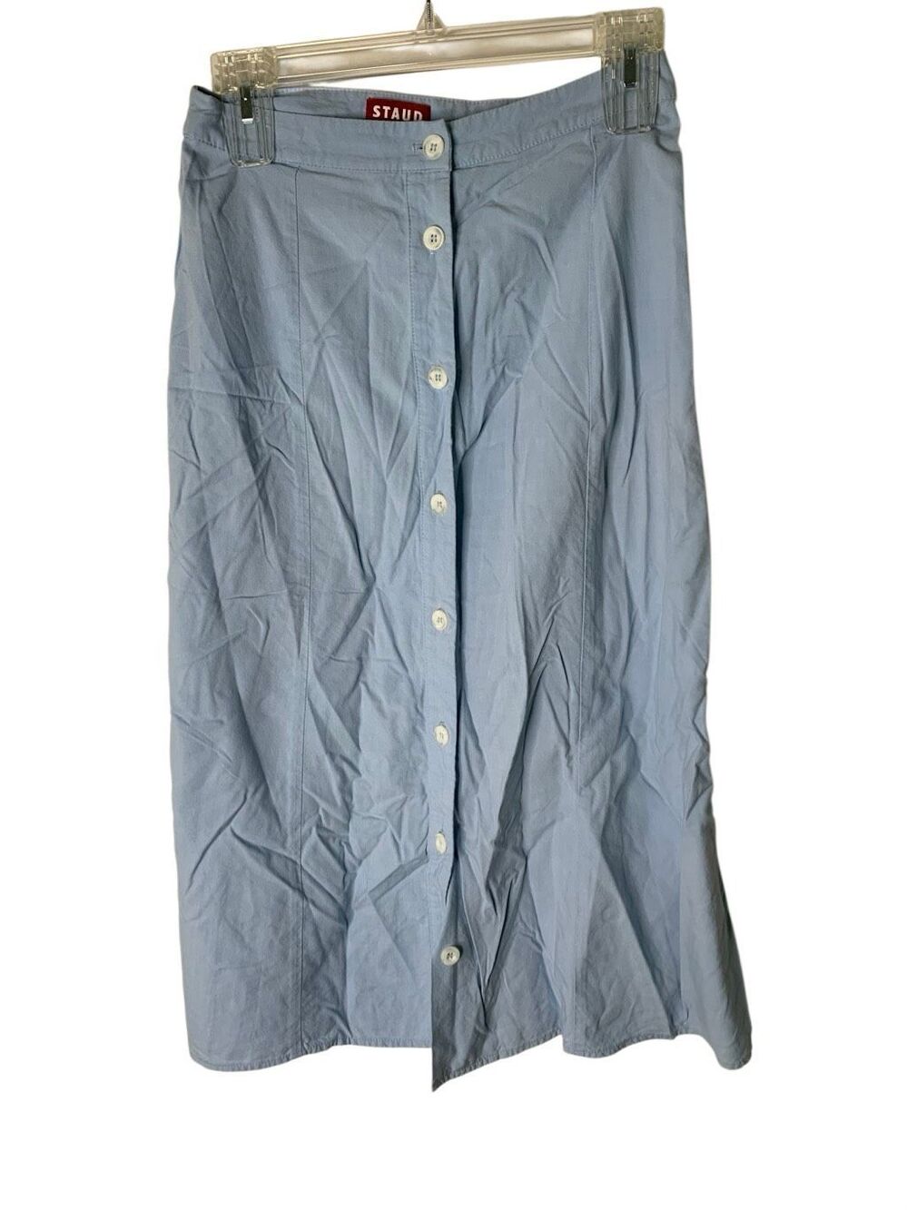 Staud midi skirt light blue women's size small